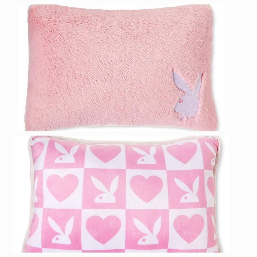 New Playboy pink fur logo pillow